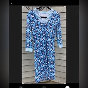 JMcLaughlin Blue Geometric Long Sleeve V-Neck Women’s Dress